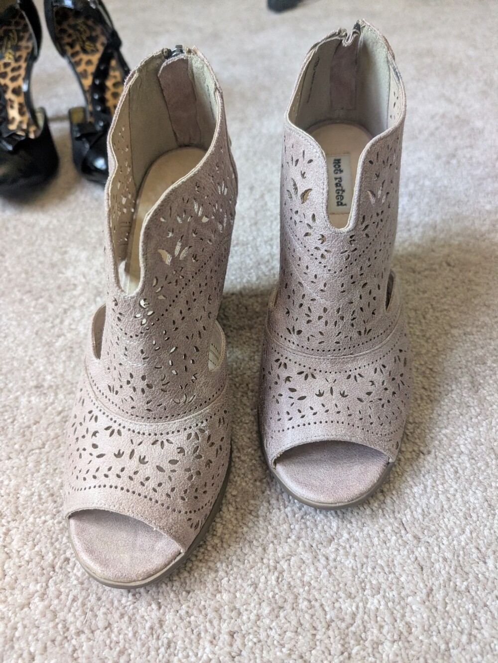 Not Rated Blush Cutout Peep-Toe Ankle Booties